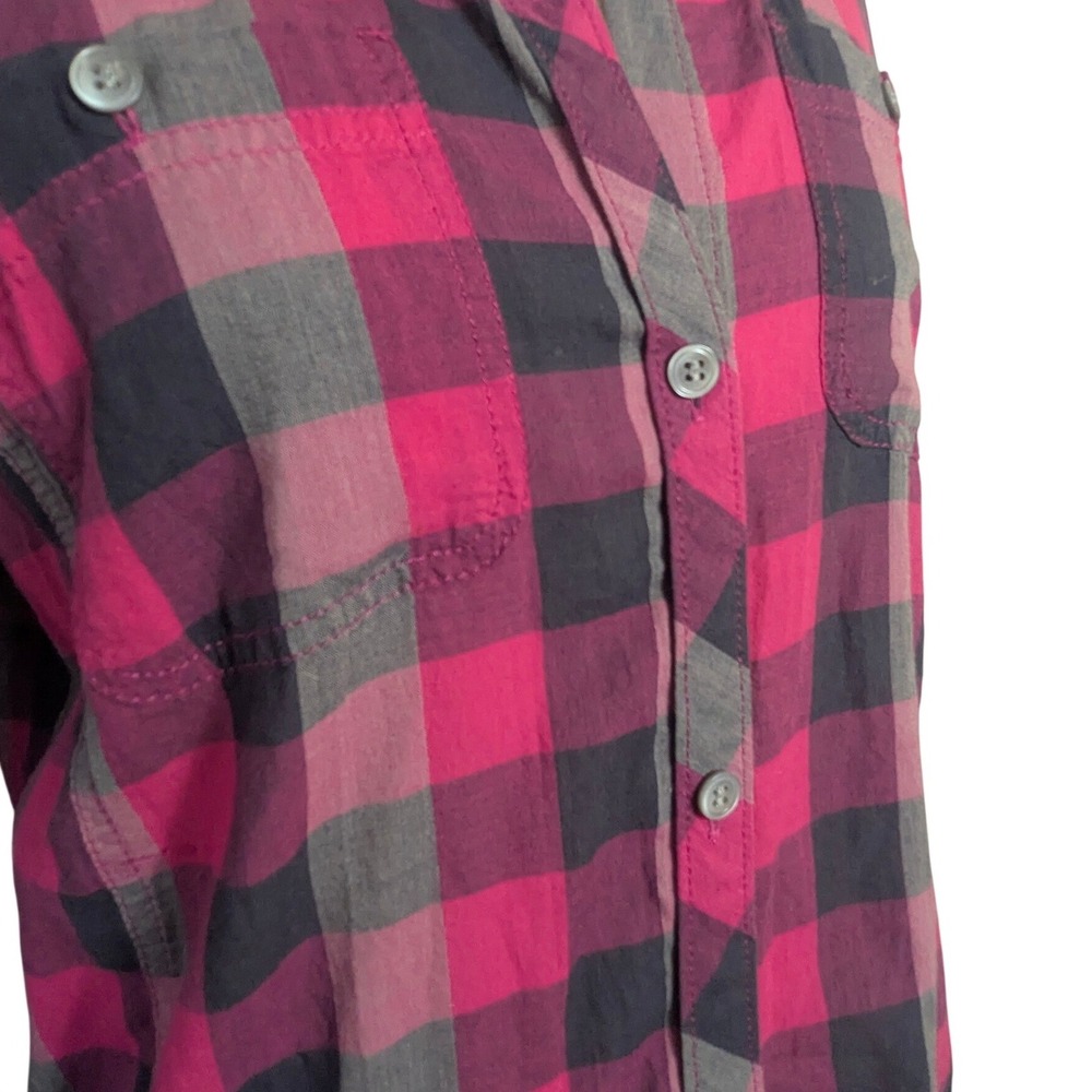 G.H. Bass & Co Women Pink Grey Buffalo Plaid Western Button Down Shirt Small - Picture 2 of 10